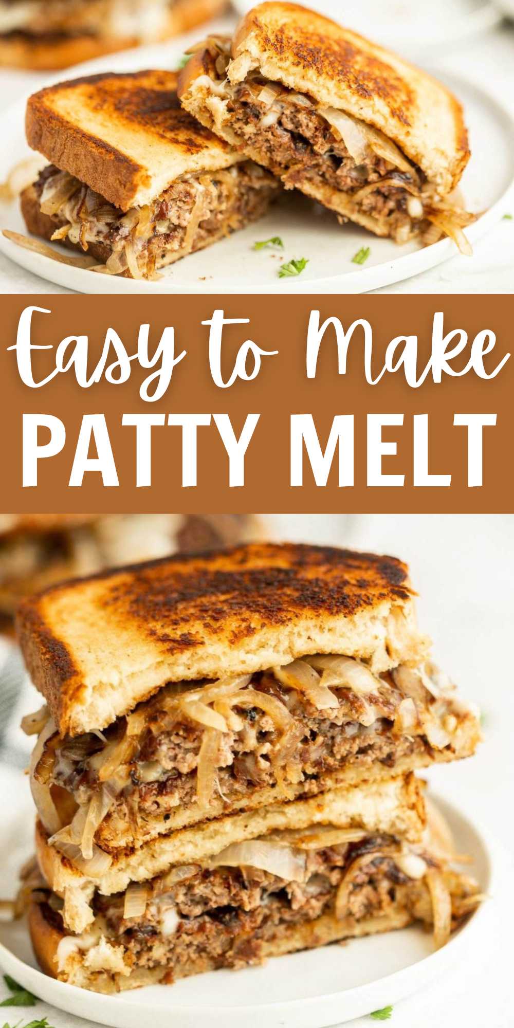 Enjoy the best Patty Melt in minutes with this recipe. The caramelized onions, gooey cheese and hamburger patties combine for a great meal. Our family loves a classic Patty Melt and it is actually very simple to make at home. With just a few simple ingredients, this recipe goes from skillet to table in literally minutes. #eatingonadime #pattymelt #easypattymelt