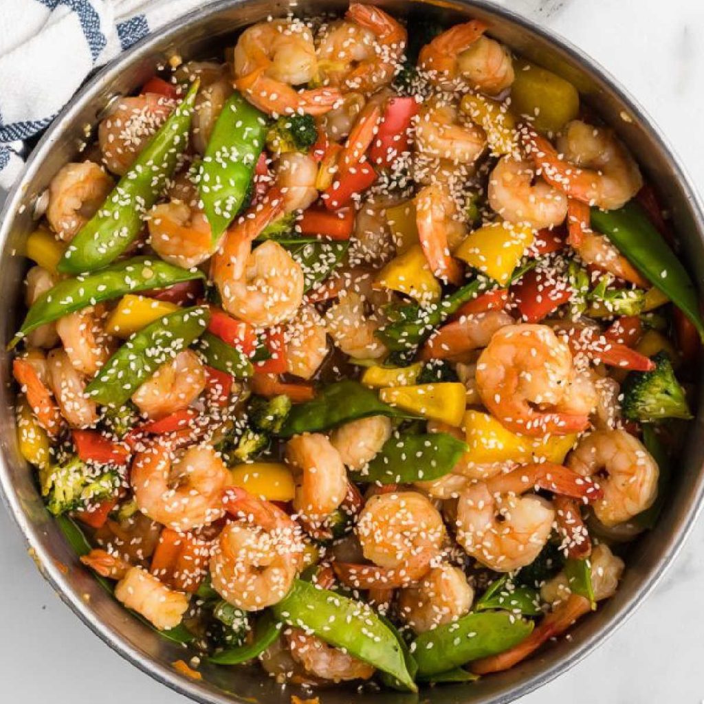 Shrimp Stir Fry in a bowl