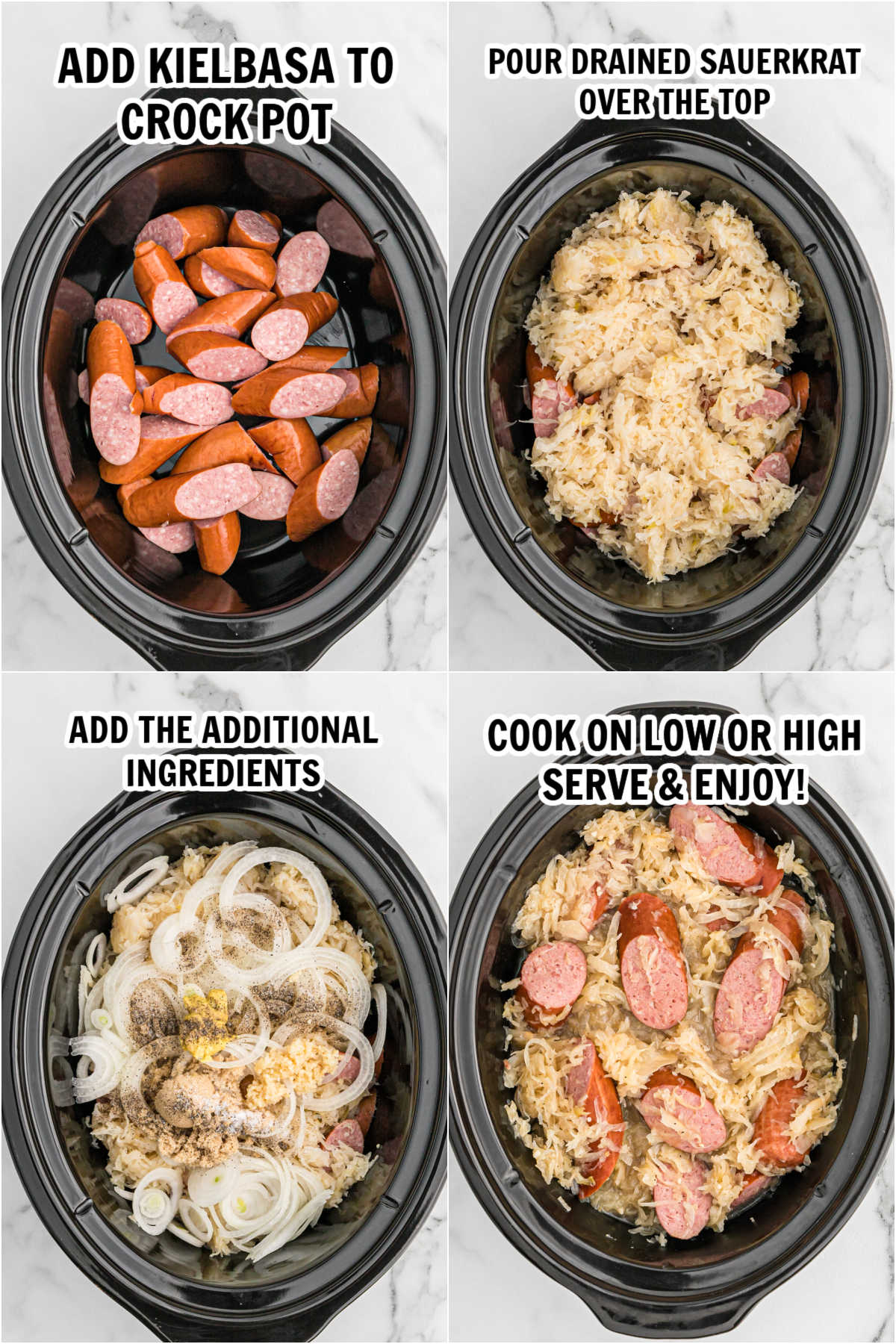The process of adding the ingredients to the slow cooker and cooking