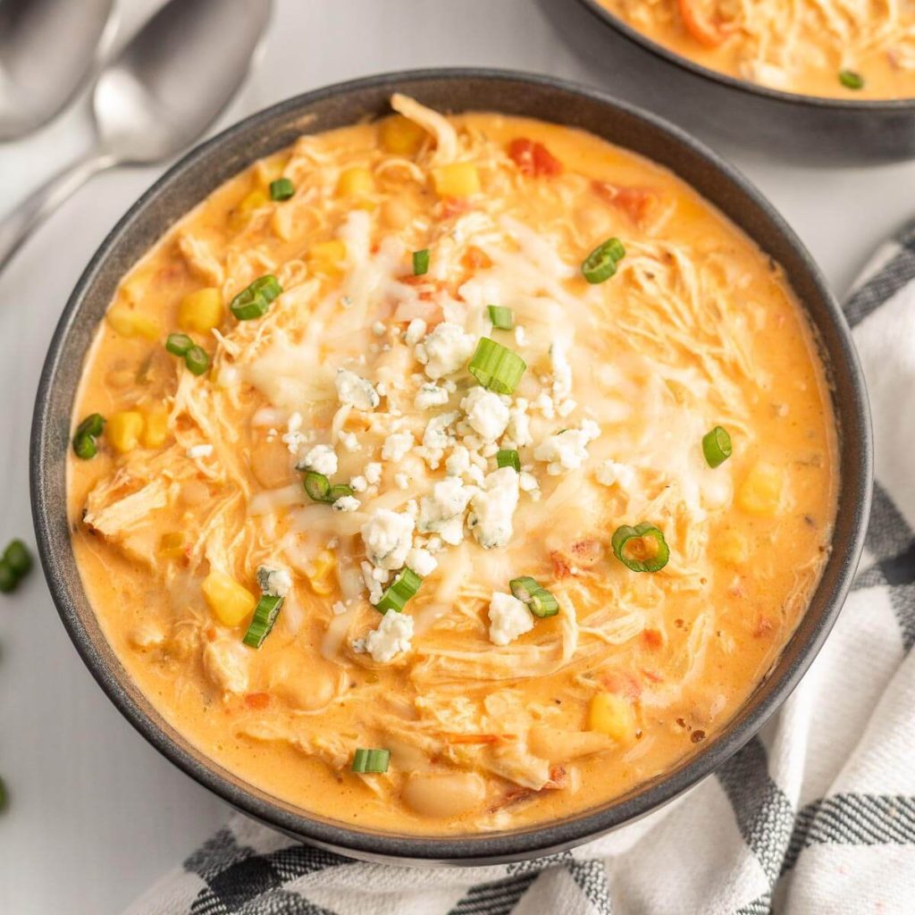 Buffalo Chicken Chili in a bowl