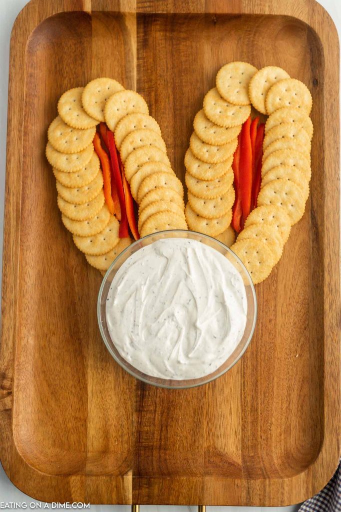 Add ranch dip to a bowl and make the Easter Bunny Ears