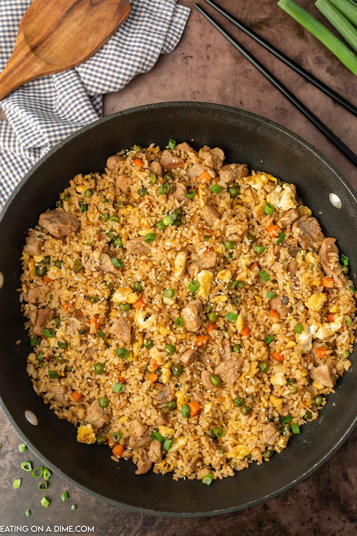 Pork Fried Rice in a skillet