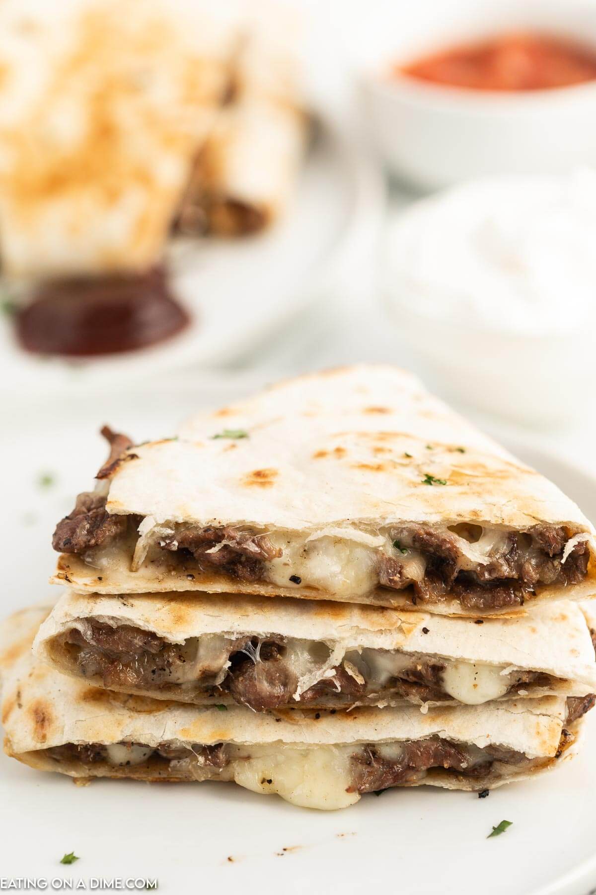 steak and cheese quesadilla sliced