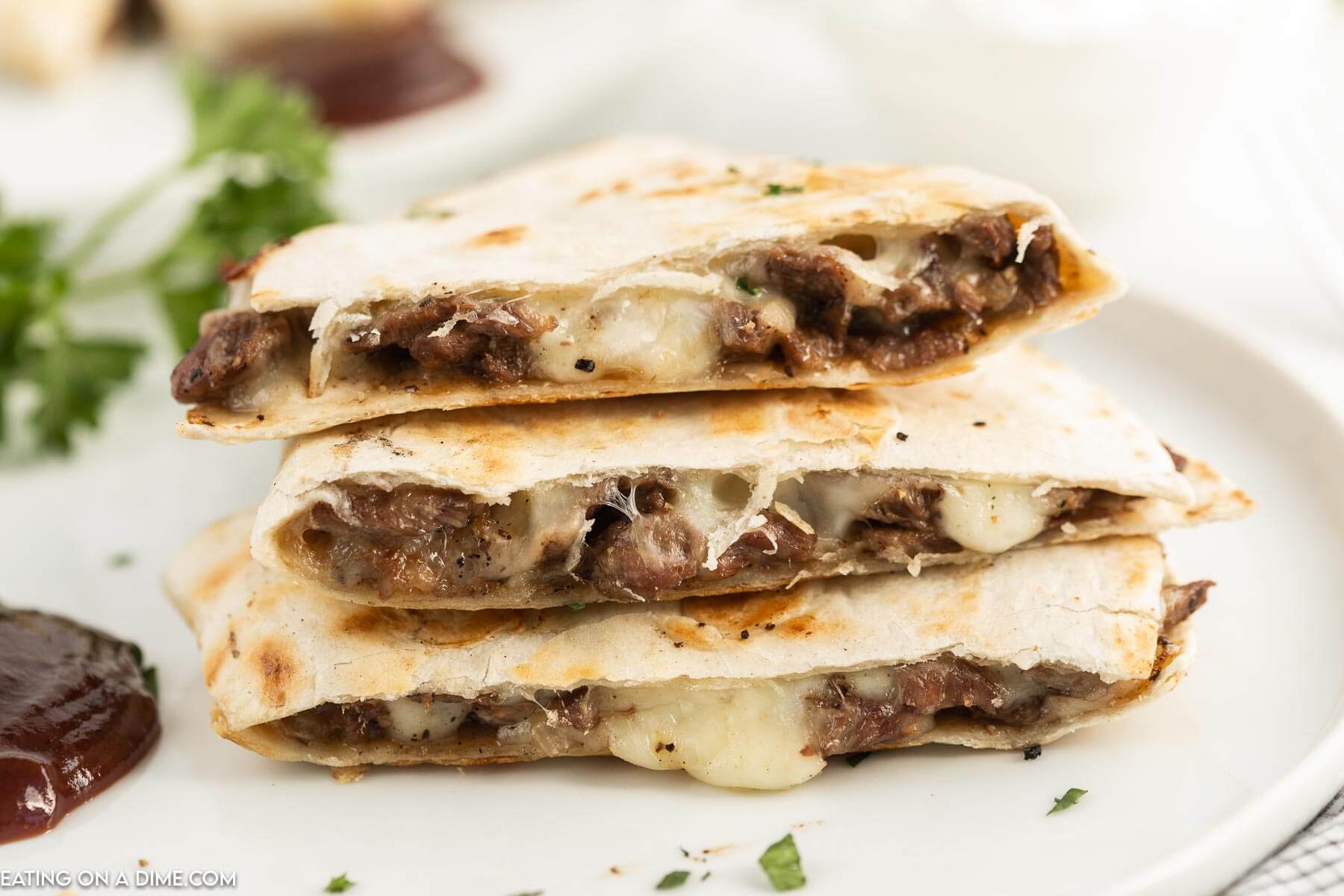 steak and cheese quesadilla sliced