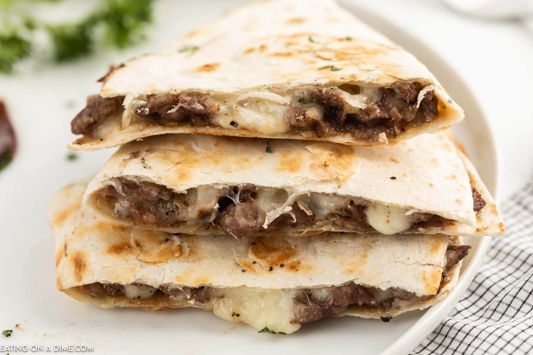 Steak and cheese quesadilla sliced