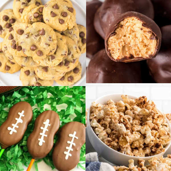 You and your football fans are going to love these 55 Super Bowl Desserts. They are easy to make and require minimal ingredients.  We love making football shaped chocolate and peanut butter desserts or homemade brownies. All of these desserts are sure to be a crowd favorite. #eatingonadime #superbowldesserts #superbowl #easydesserts