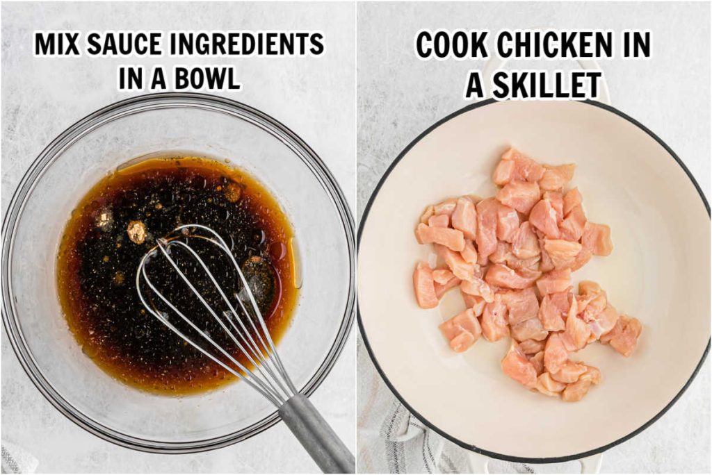 Combine sauce and cook chicken in the skillet