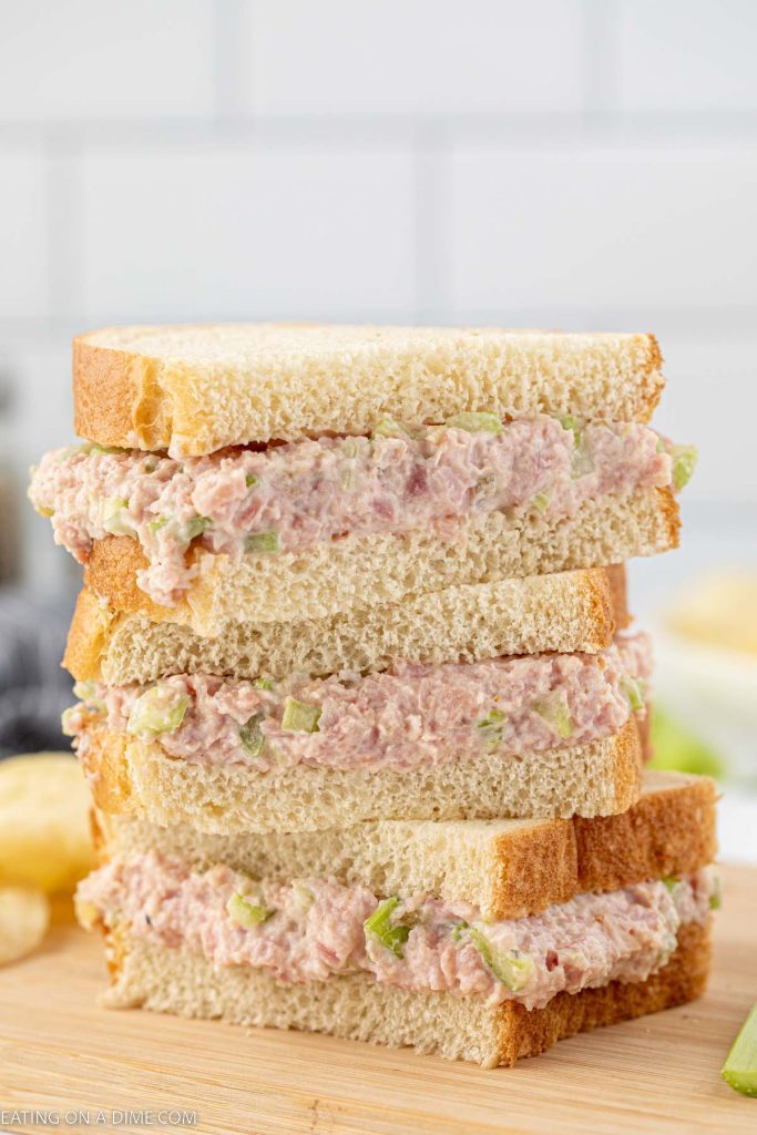 Stack of ham salad sandwiches