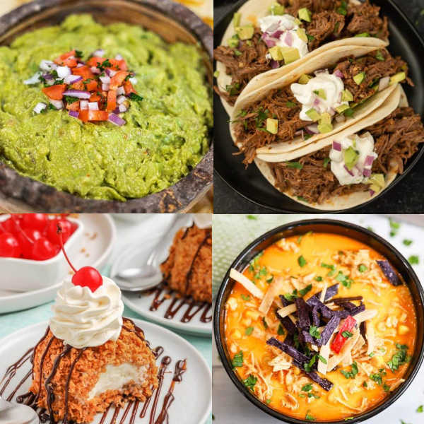 Easy and delicious Mexican Dinner Recipes that are crowd pleasing for a simple weeknight meal. 55 of our favorite Mexican Recipes. Mexican dishes are my favorite recipes to make. These Mexican recipes for dinner are simple to make and made with easy ingredients. From queso dip, slow cooker chicken enchiladas, and ground beef tacos these recipes are quick and easy. #eatingonadime #mexicandinnerrecipes #mexicanfood 