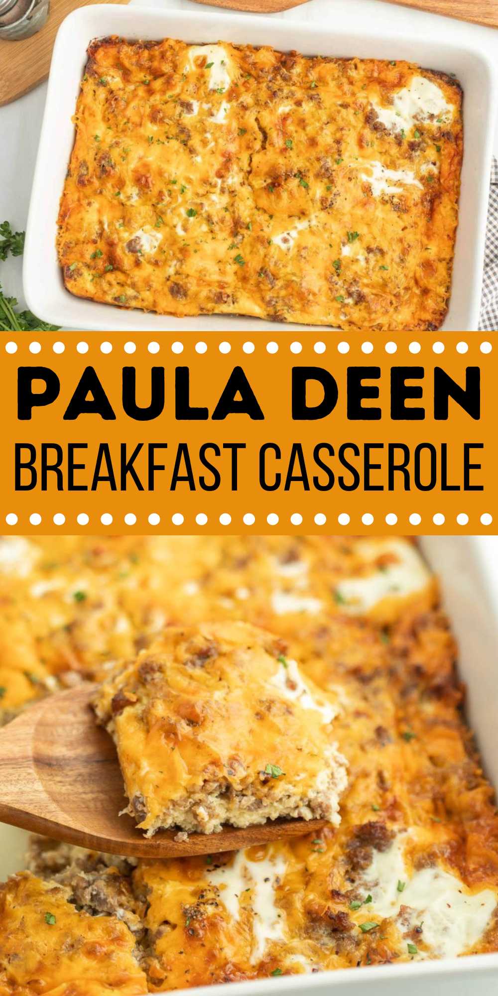 Paula Deen Breakfast Casserole is a delicious casserole that is loaded with easy ingredients. Perfect for a weekend breakfast. This copycat breakfast casserole is layered with delicious ingredients. The ingredients are simple and you can easily make ahead of time. #eatingonadime #pauladeenbreakfastcasserole #breakfastcasserole #copycatrecipes