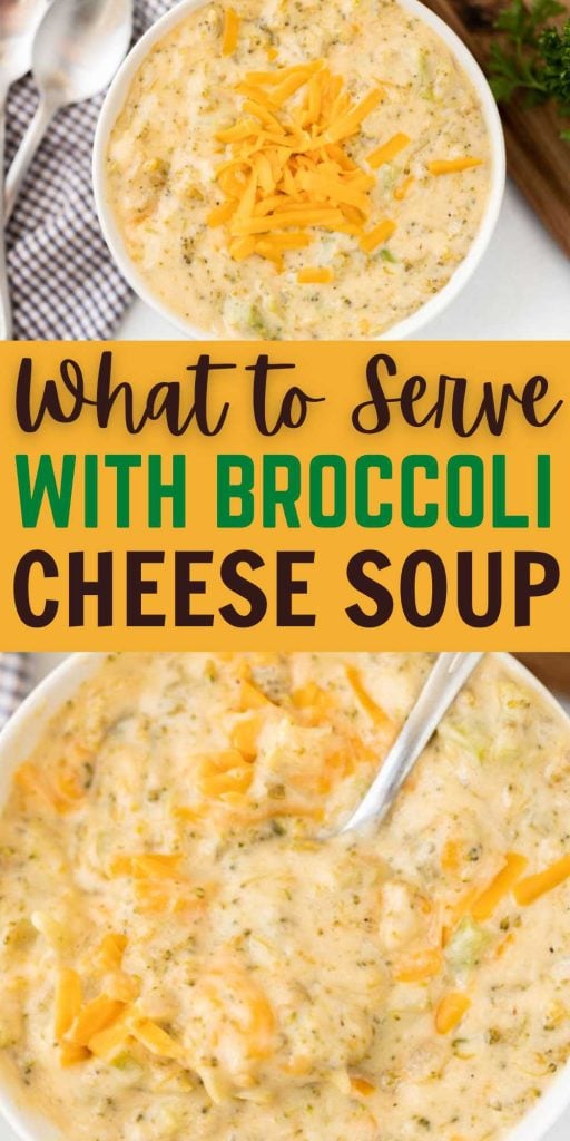 If you are looking for ideas for What to Serve with Broccoli Cheese Soup, we have you covered. These recipes are delicious and easy to make. These 21 sides are quick and easy to make and pair perfectly with this creamy bowl of soup. We have even served this cheesy soup with roasted vegetables or a sweet potato for a lighter side. #eatingonadime #whattoservewithbroccolicheesesoup #broccolicheesesoup