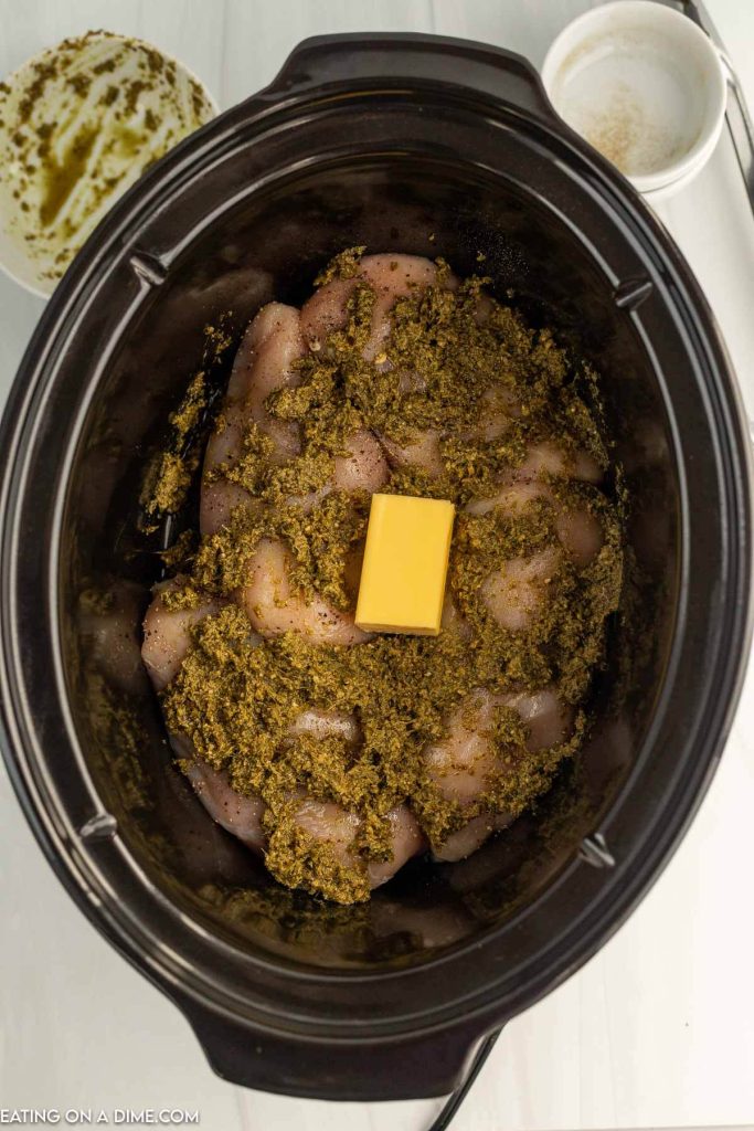 Pesto Chicken in the slow cooker