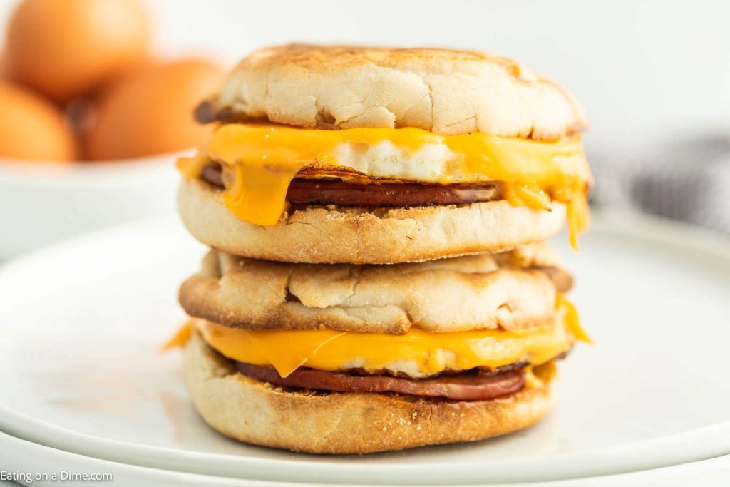 Egg McMuffin Stacked on a plate