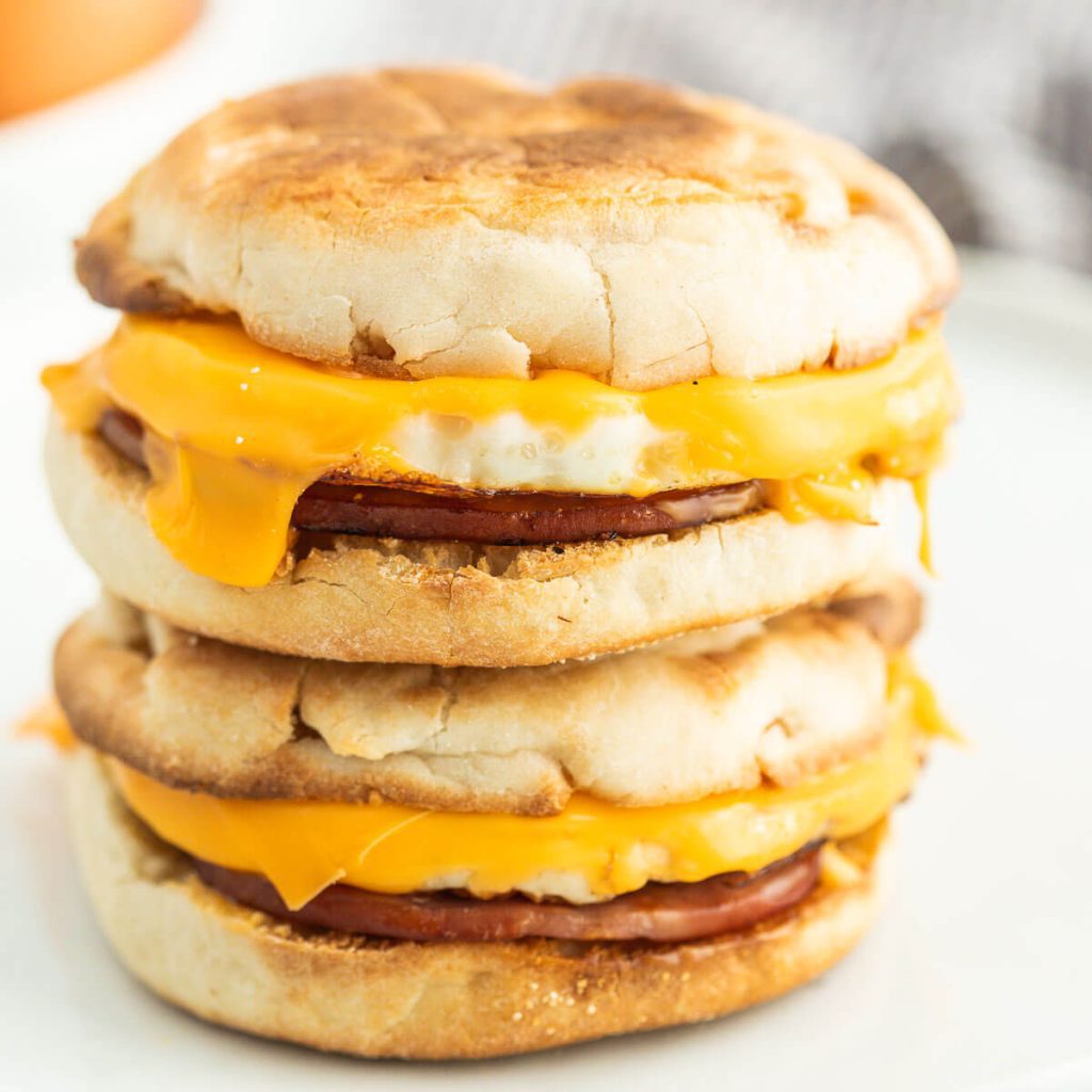 Egg McMuffin Stacked on a plate