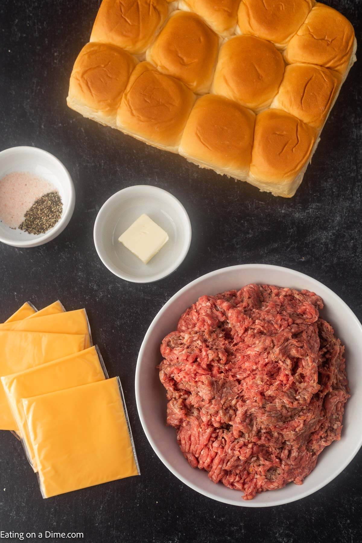 Ingredients for Smash burger sliders.
