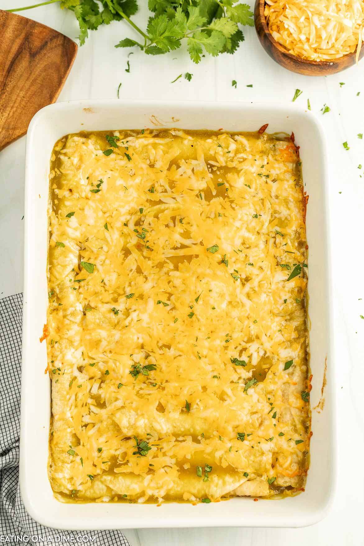 enchiladas in a baking dish 