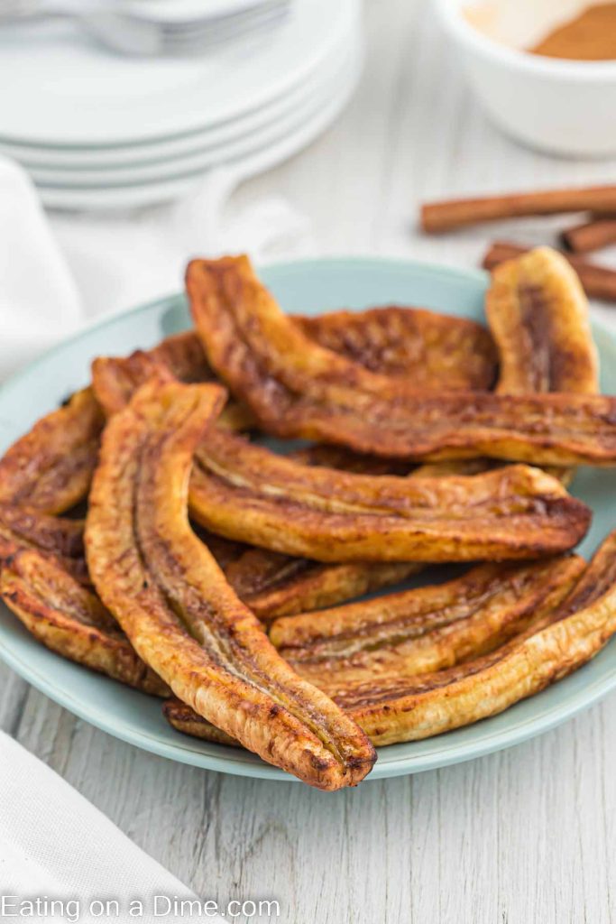 Air Fried bananas on a plate