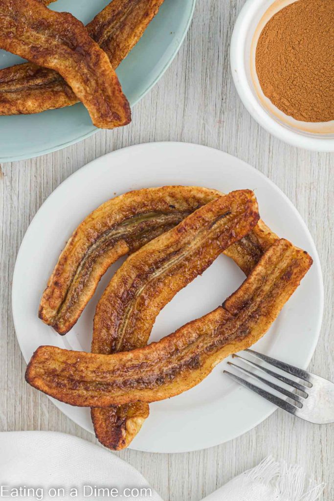 Air Fried bananas on a plate 