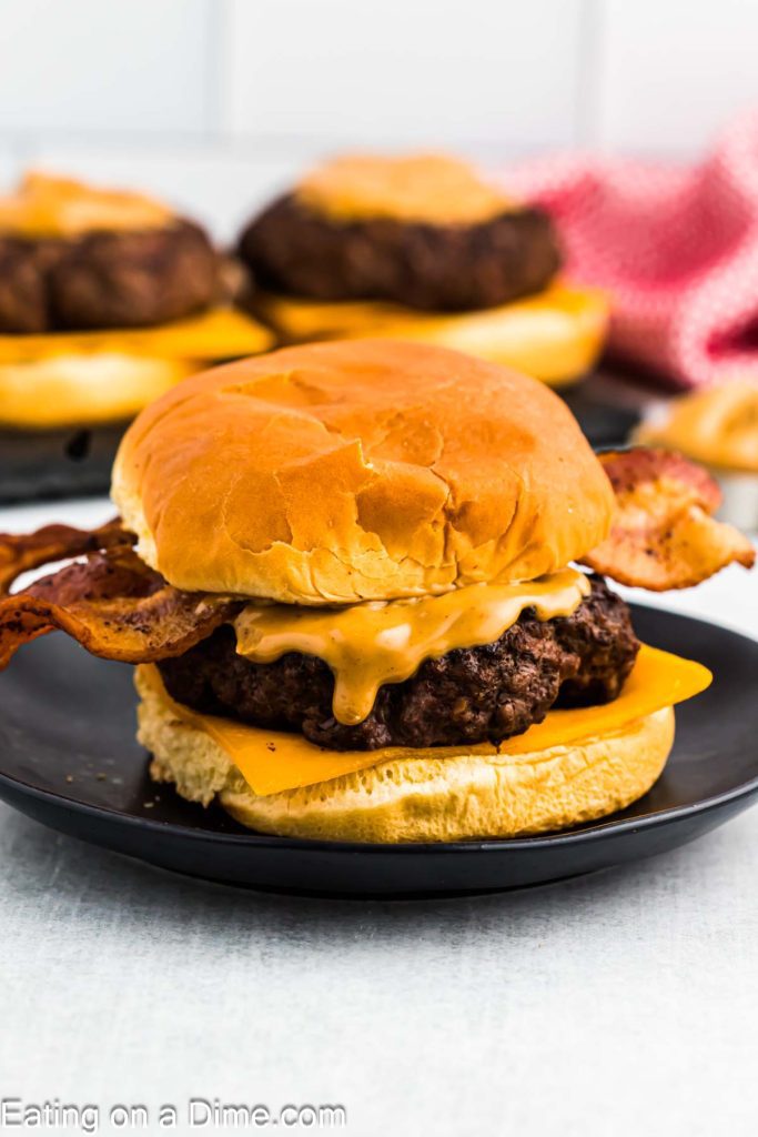 peanut butter bacon burger on a plate