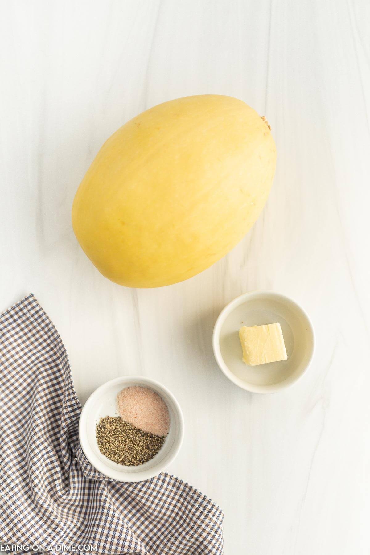 Ingredients needed - spaghetti squash, butter, salt and pepper