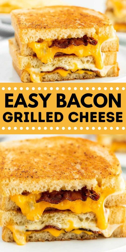 Take your grilled cheese to the next level with this Bacon Grilled Cheese recipe. Two different cheeses and bacon make a tasty sandwich. Cheese and bacon are sandwich between sourdough bread to make the ultimate bacon grilled cheese sandwich. #eatingonadime #bacongrilledcheese #grilledcheese #bacon