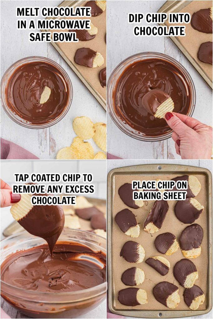 The process of melting chocolate and placing on a baking sheet