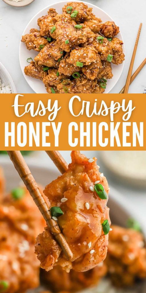 Crispy Honey Chicken is a tasty chicken that is flavorful. This chicken is sticky and crispy. Skip takeout and make this chicken at home. This sweet, sticky and crispy chicken is delicious and easy to make. You will love the crispy texture and juicy center of this chicken. #eatingonadime #crispyhoneychicken #crispychicken #honeychicken
