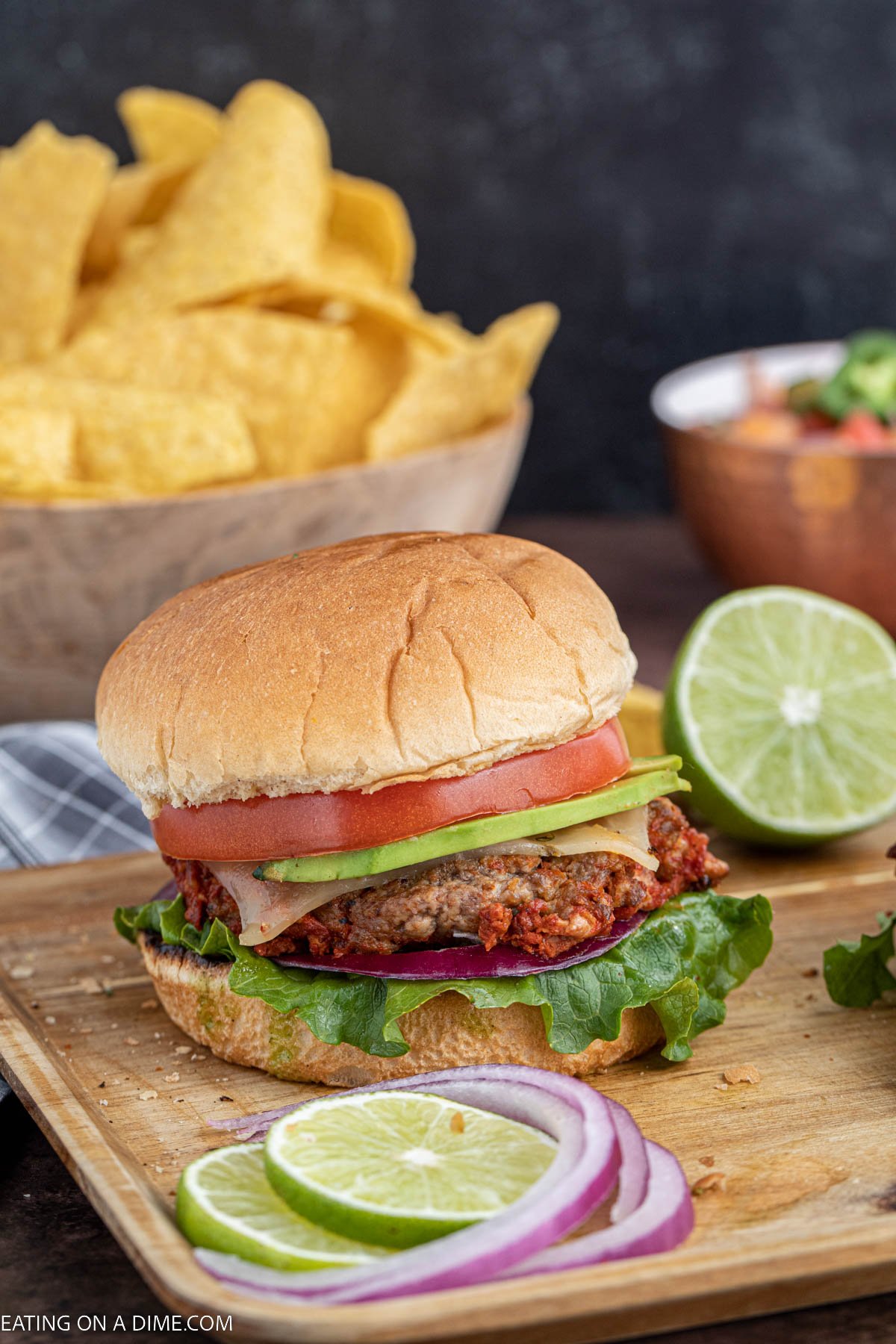 Chorizo Burger with toppings. 