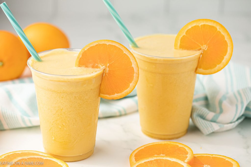 Orange Julius Drink with slice oranges