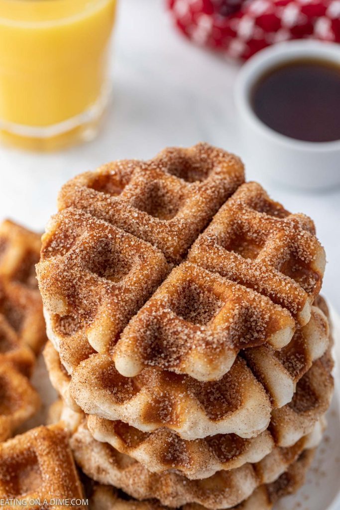 Cinnamon and Sugar biscuit waffle on a plate
