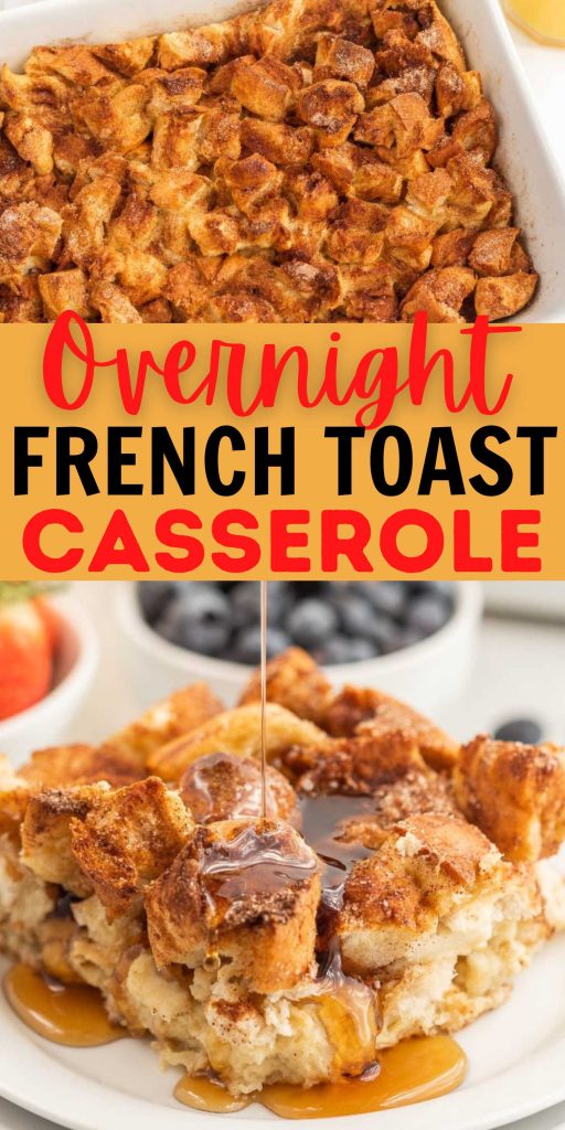 French toast casserole is a delicious overnight breakfast casserole. This recipe is easy enough for busy mornings or perfect for guests. The best French toast casserole is when it is made overnight. #eatingonadime #overnightfrenchtoastcasserole #frenchtoastcasserole