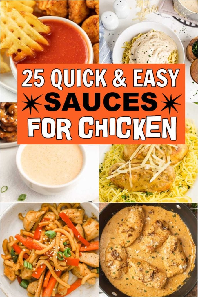 Turn your bland chicken into delicious chicken with these Sauces for Chicken Recipes. These sauces are simple to make with easy ingredients. These sauce recipes can also be used for chicken wings, fried chicken thighs, or chicken tenders. Impress your family with these easy sauce recipes. #eatingonadime #saucesforchicken #chickensauces