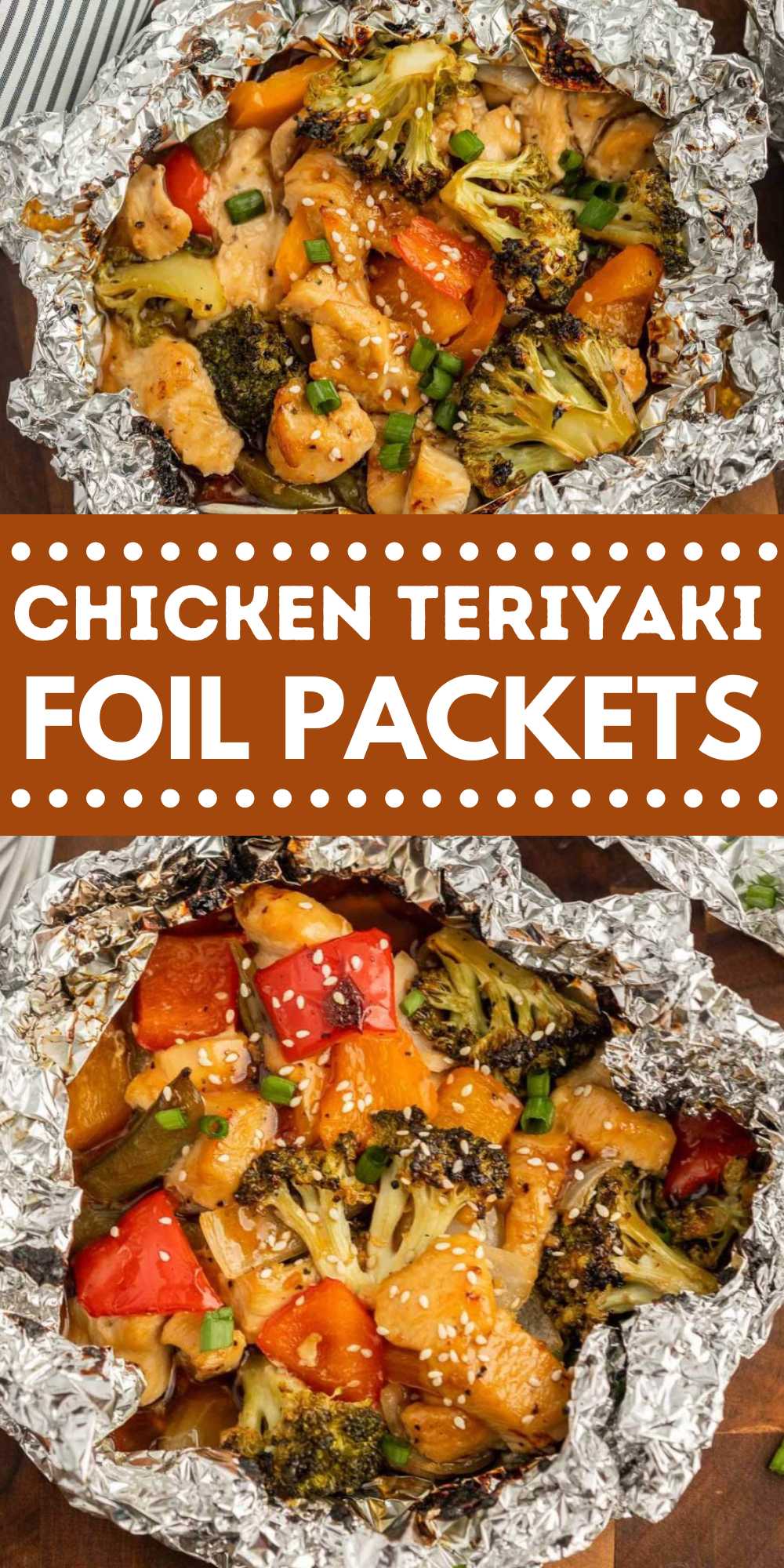 Easy Teriyaki Chicken in foil is a sweet and savory blend of tender meat and flavor packed veggies. This recipe is perfect for busy nights. We love foil pack recipes because they make dinner so easy. Cleanup is a breeze and there is minimum preparation. #eatingonadime #teriyakichickenfoilpackets #foilpackets #teriyakichicken