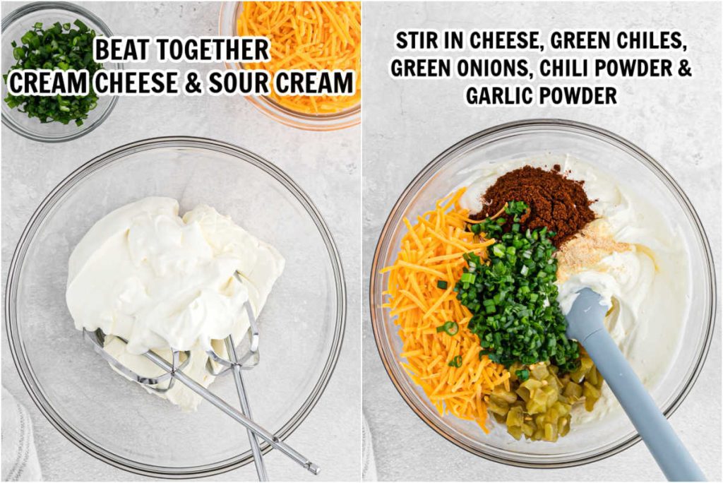 Mixing the cream cheese ingredients together in a bowl