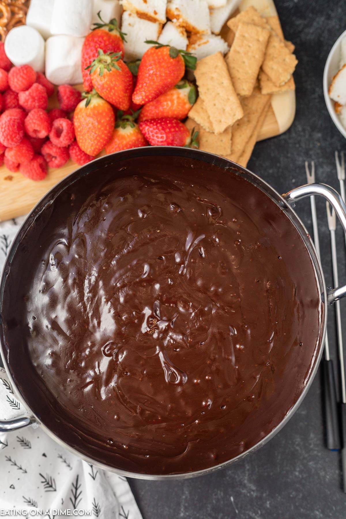 Chocolate Fondue in a sauce pan