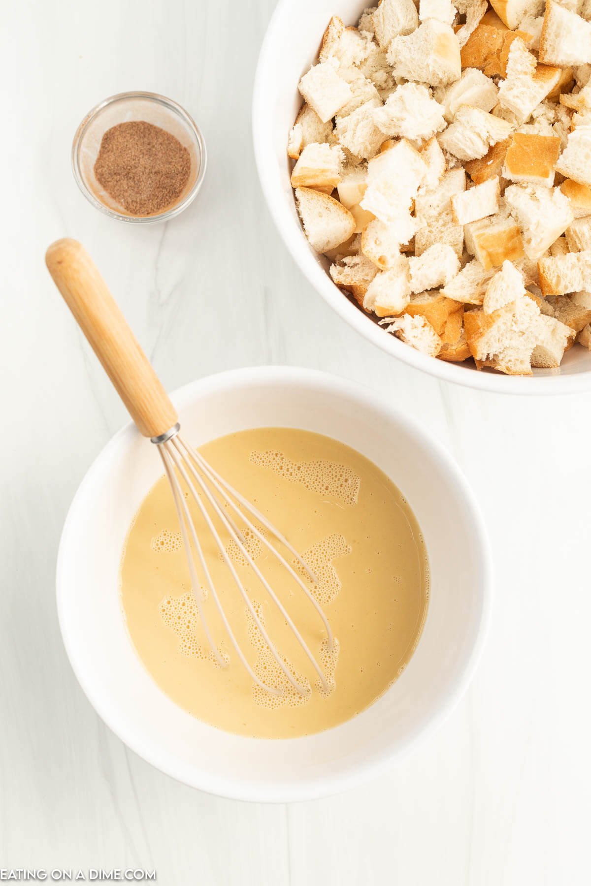 The milk mixture in a bowl 