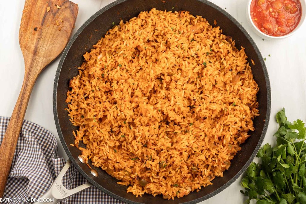 Spanish Rice in a skillet