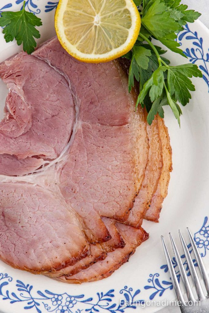 Sliced ham on a plate