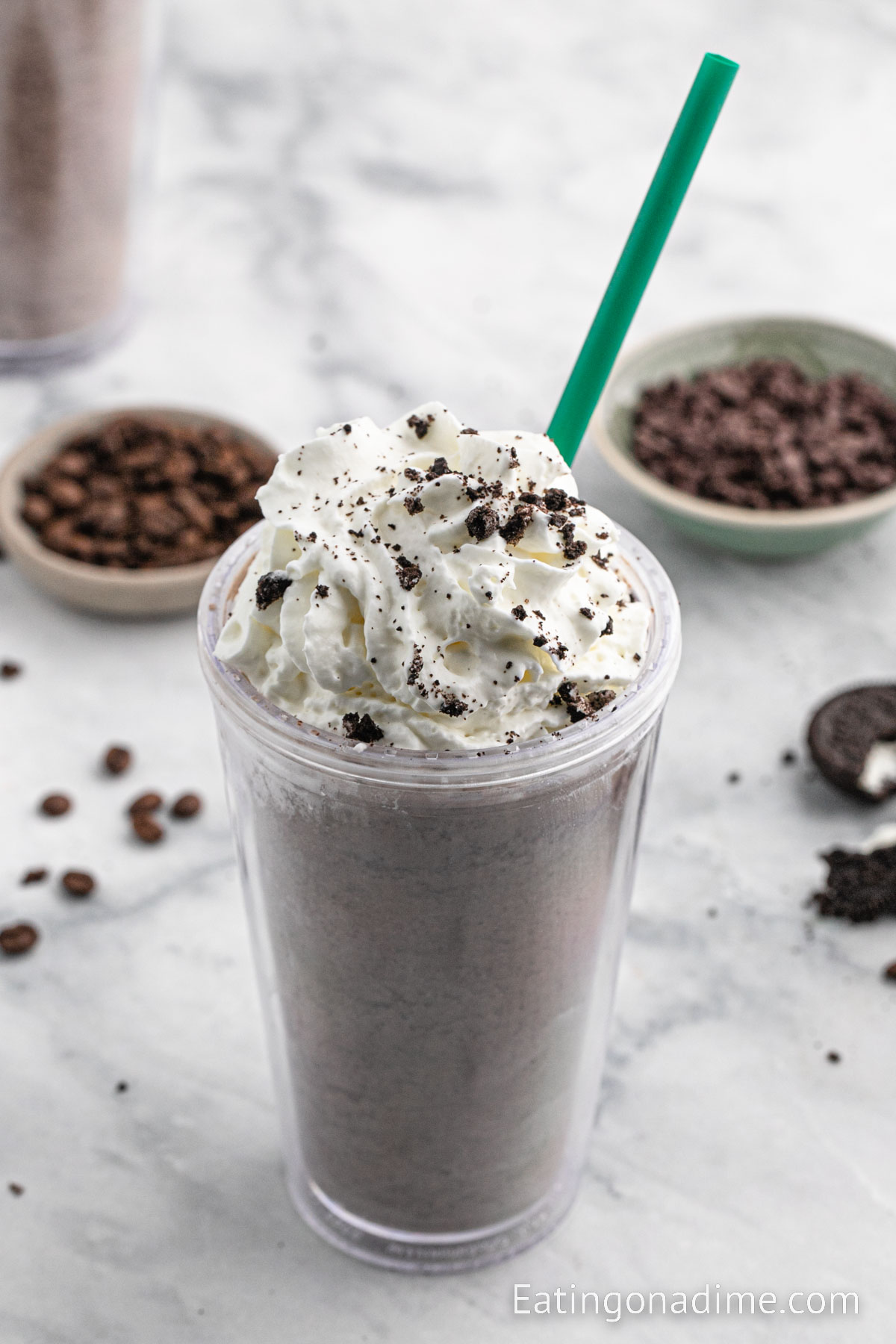 Starbucks Cookies and Cream Frappuccino in a cup. 