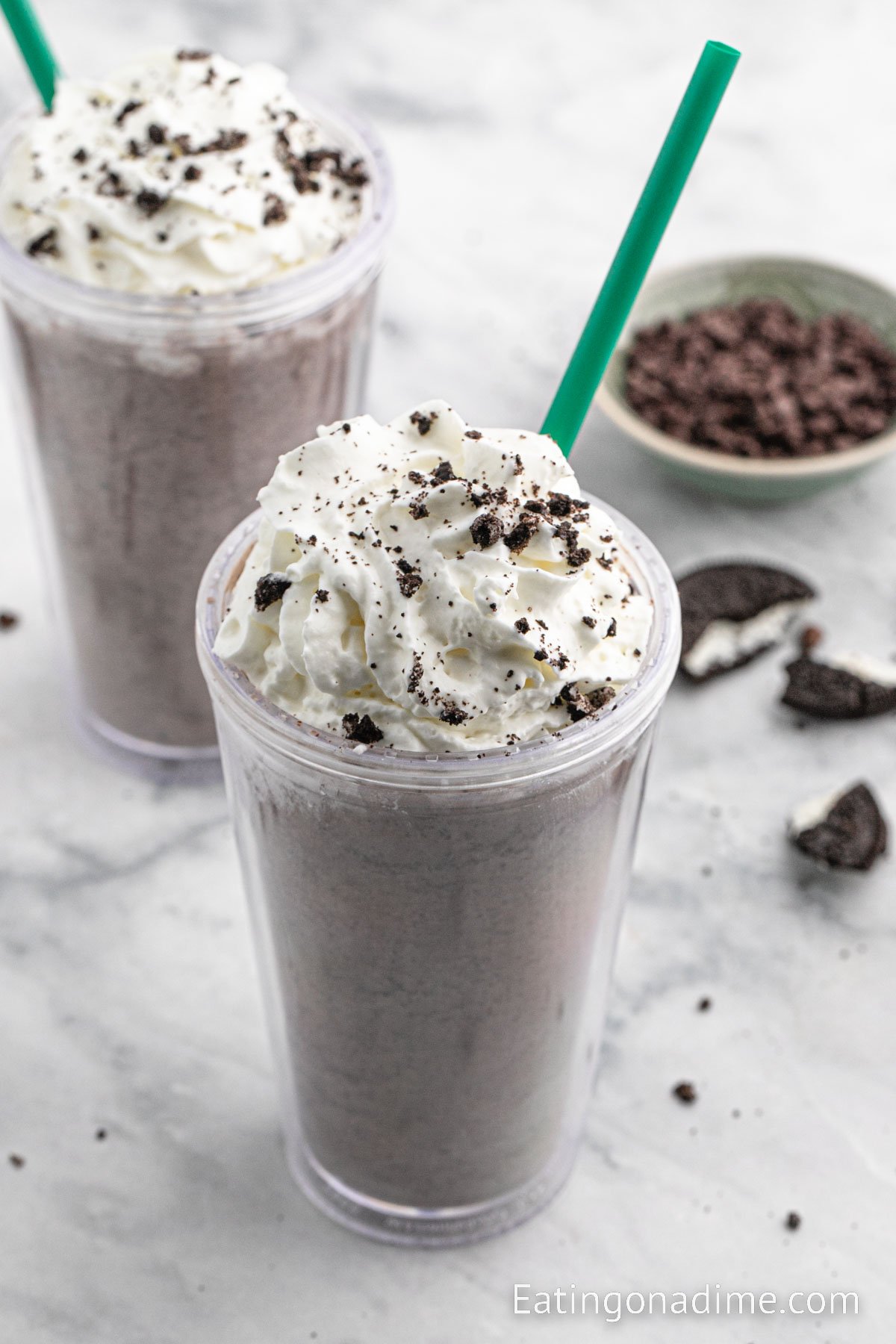 Starbucks Cookies and Cream Frappuccino in a cup. 