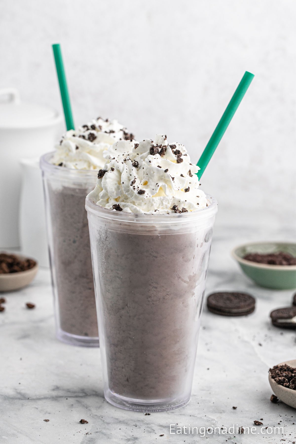 Starbucks Cookies and Cream Frappuccino in a cup. 