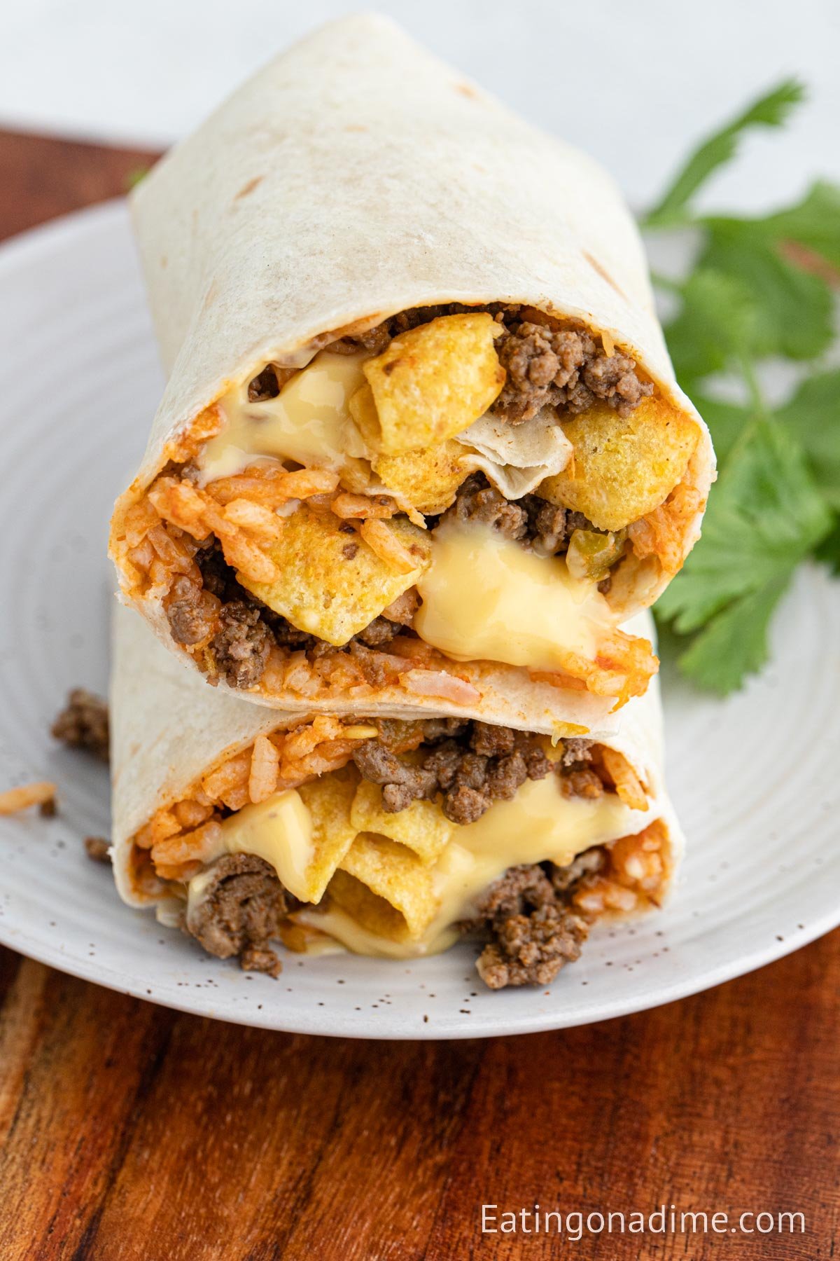 Frito Burrito's stacked on a plate