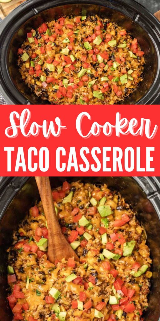 Need an easy slow cooker recipe? Try this crock pot Mexican Taco Casserole Recipe. This easy beef taco casserole recipe is amazing! This crock pot taco casserole is the perfect way to enjoy all those taco flavors on your next Taco Tuesday or Mexican Monday. Take your traditional taco casserole to the next level and make it in your slow cooker. #eatingonadime #crockpottacocasserole #mexicancasserole #casserolerecipes