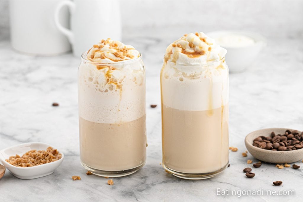 Starbucks Ribbon Crunch Frappuccino Recipe in a glass 
