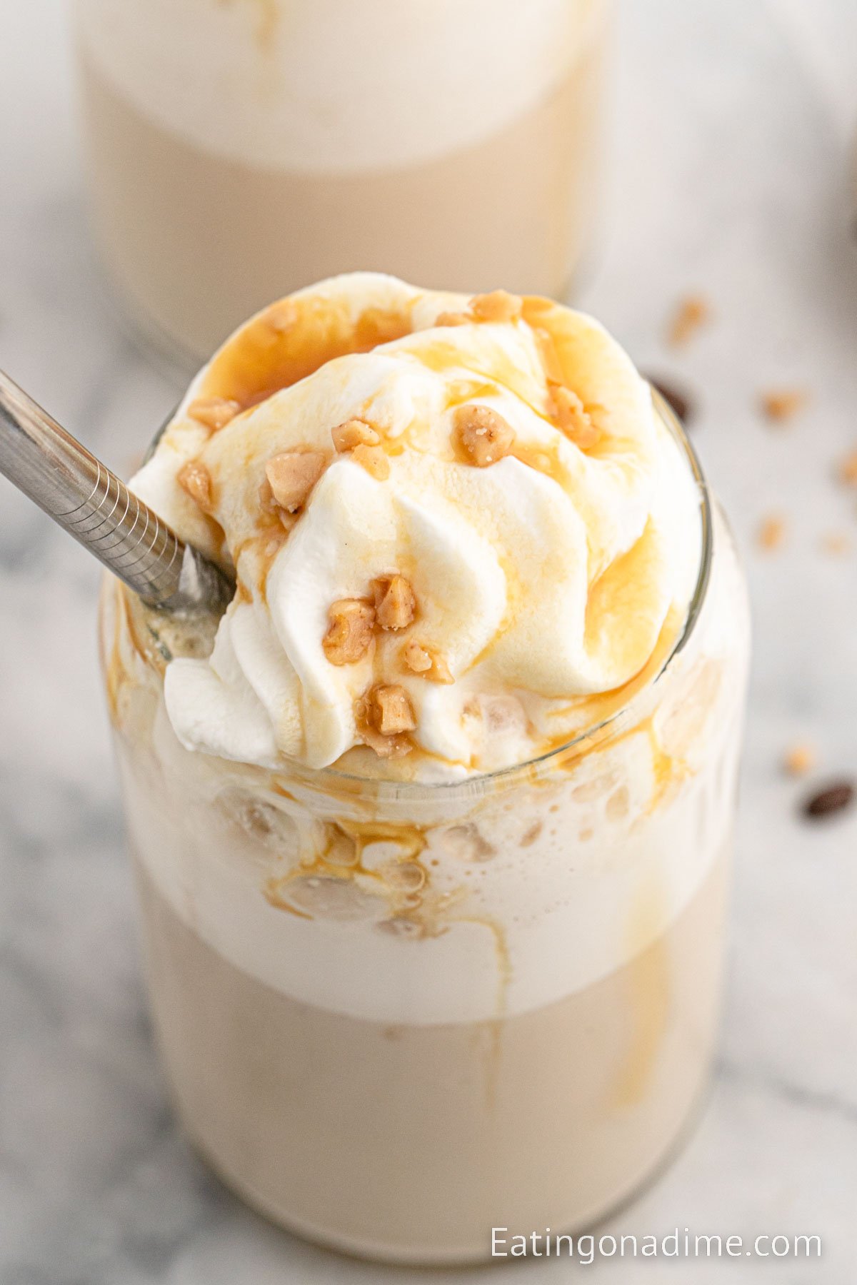 Starbucks Ribbon Crunch Frappuccino Recipe in a glass 