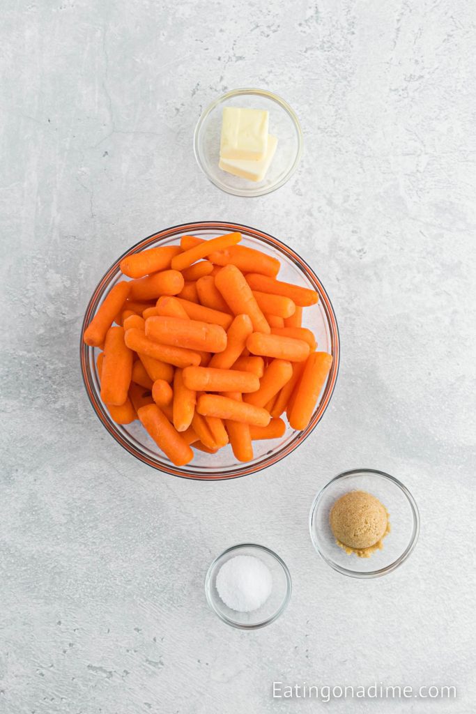 Ingredients needed - Baby Carrots, butter, brown sugar, salt
