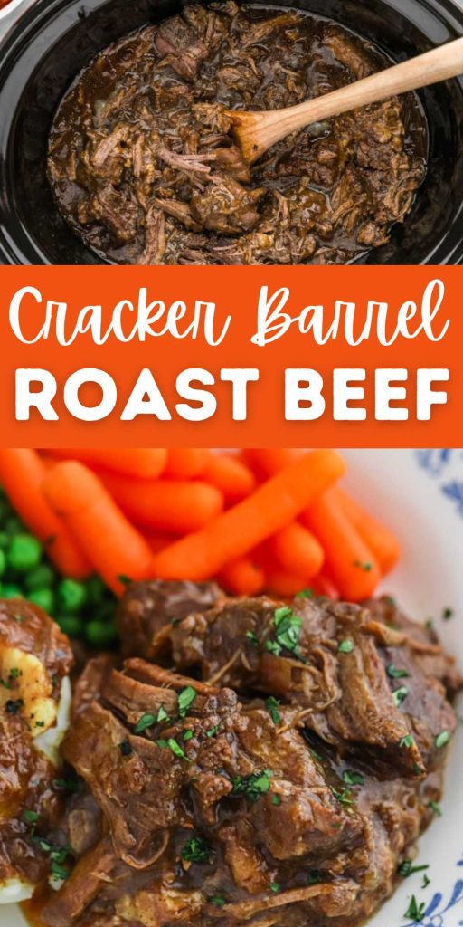 This cracker barrel roast beef copycat recipe is very to make and tastes amazing! Try copycat cracker barrel roast beef recipe today. This roast is slow cooked all day for a tender and juicy roast and perfect to serve with mashed potatoes. #eatingonadime #crackerbarrelroastbeef #roastbeef #crackerbarrelrecipes