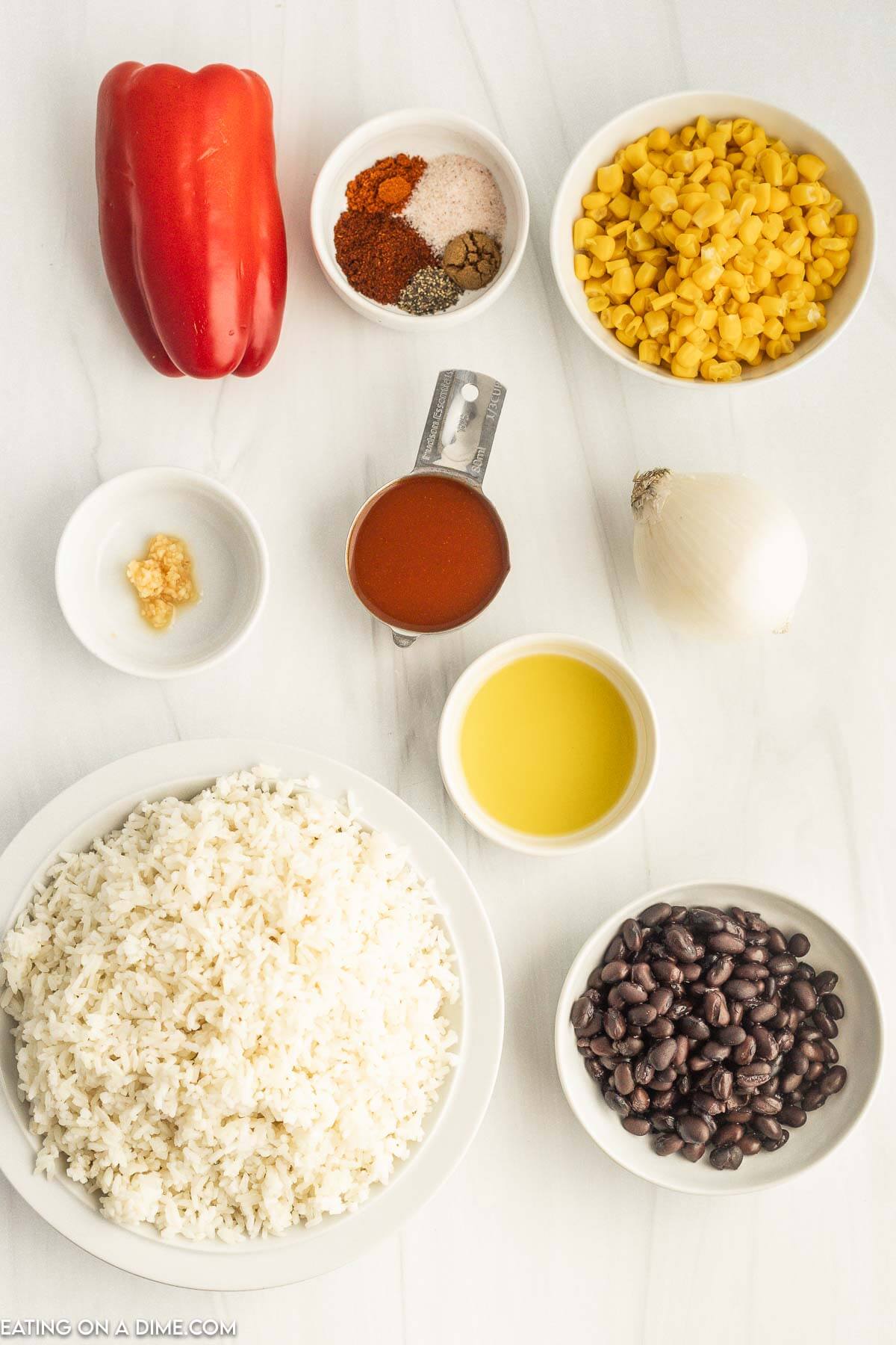 Ingredients needed for Mexican Fried Rice