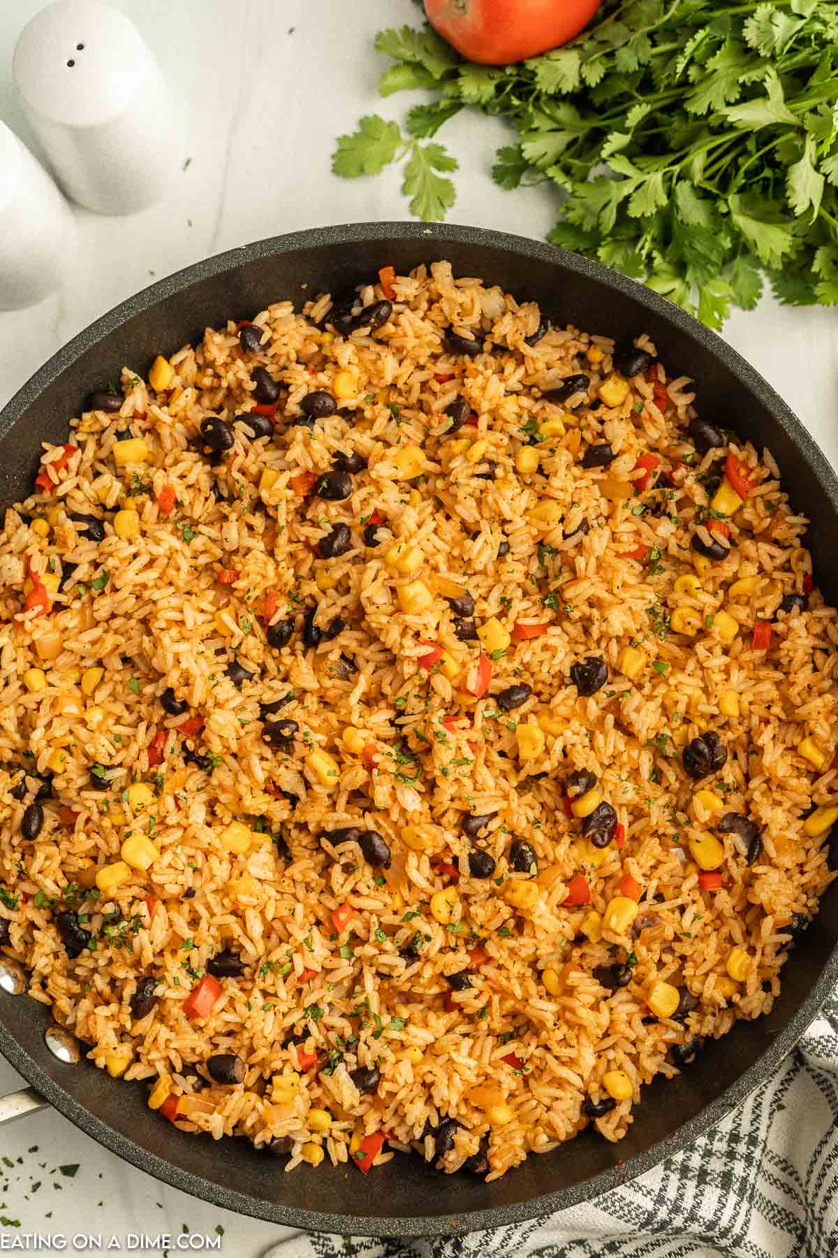 Mexican Fried Rice in a skillet 