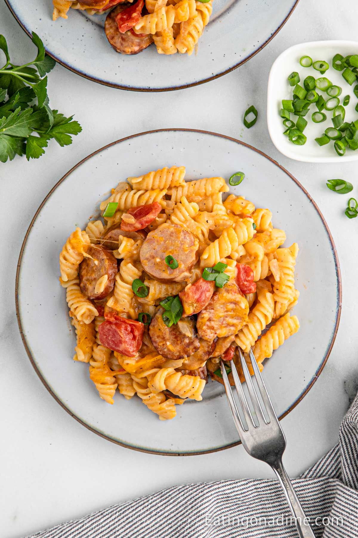 Kielbasa and Pasta on a plate